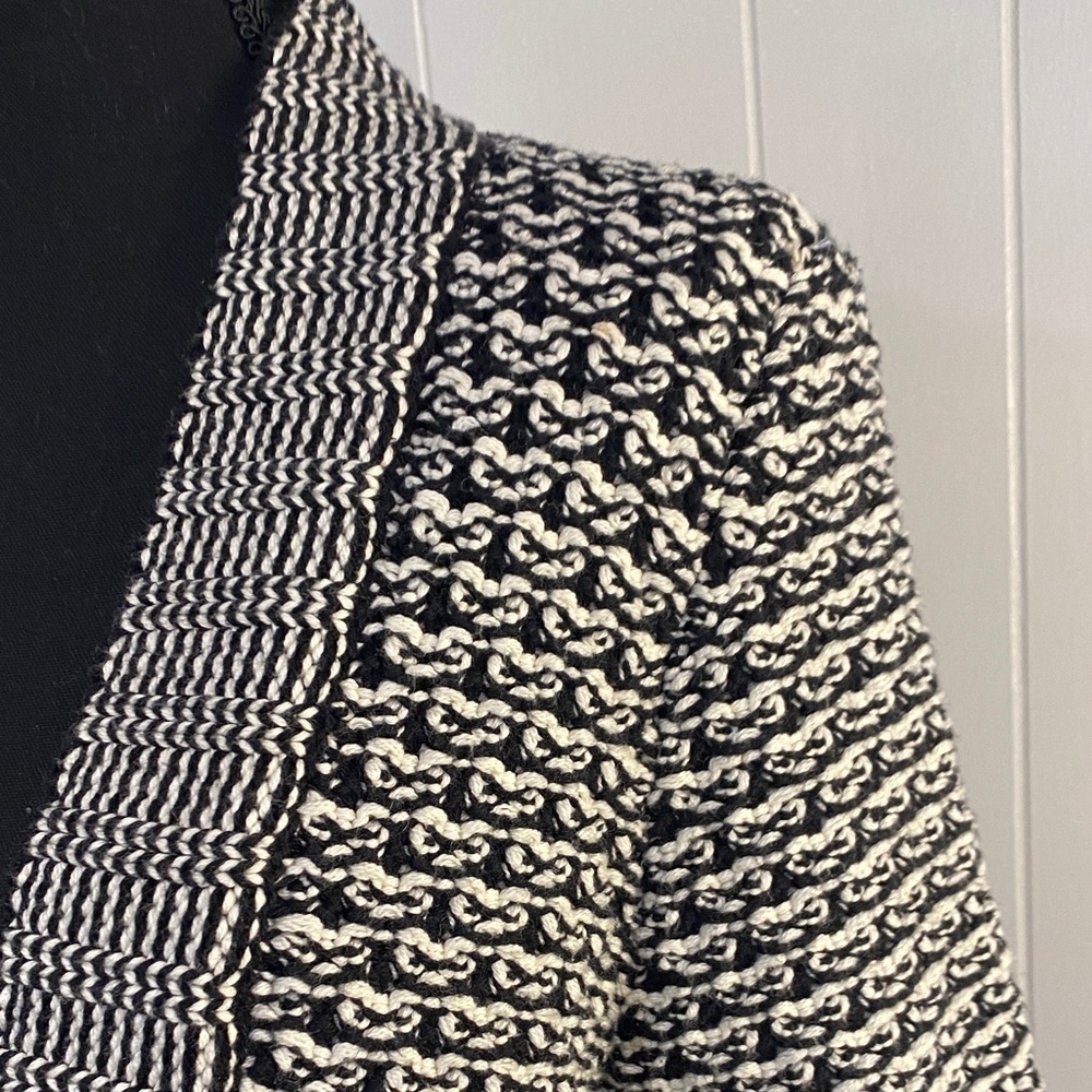 Talbots Cardigan | Open Front | Black White Textured Knit | Size S - Picture 5 of 11